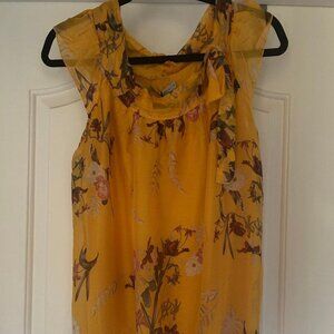 Tendenze Silk Blend Yellow Floral Blouse Made in Italy Size M NWT